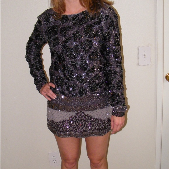 BCBG MaxAzria Sequin Shift Dress (New Years Eve) - Picture 3 of 8